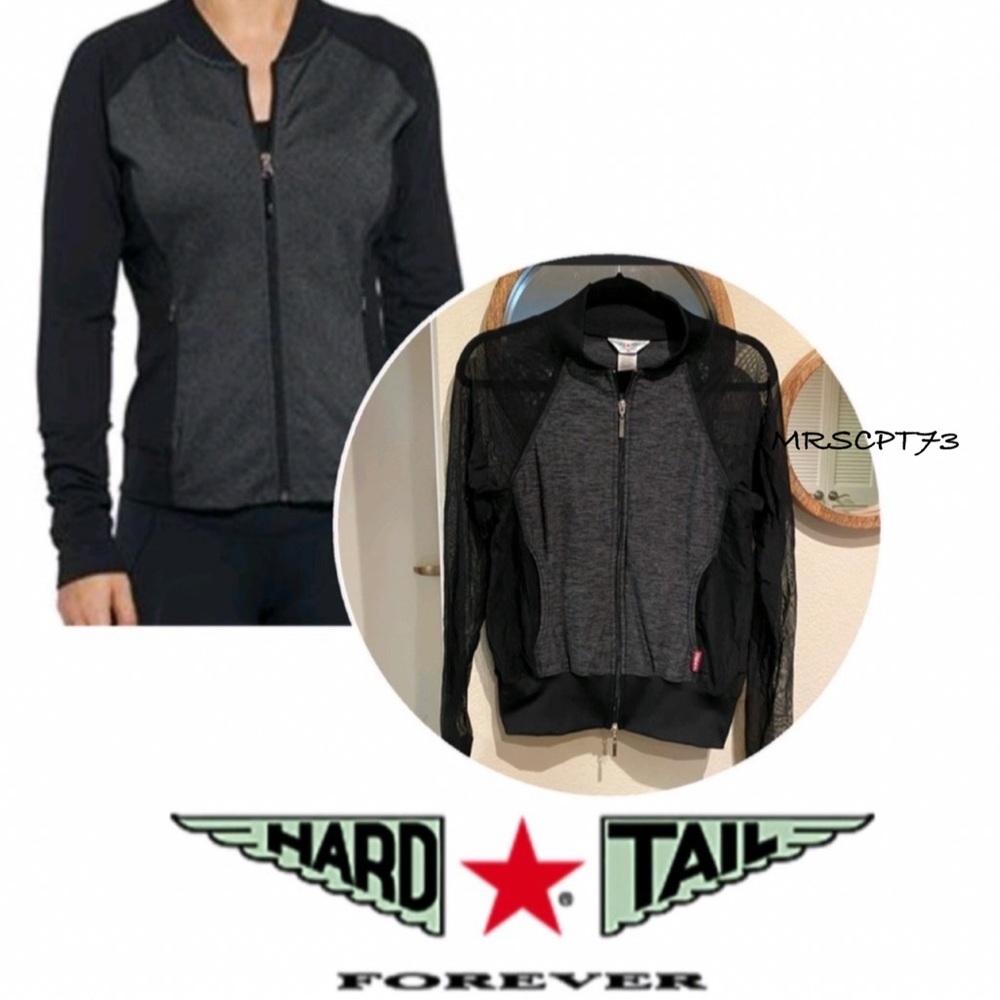 Hard tail Forever mesh sleeve moto Bomber full zip jacket sweatshirt coat